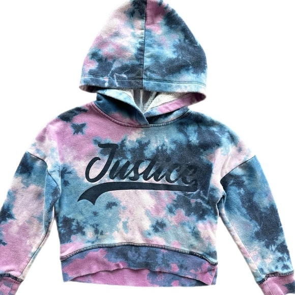 Justice Girls Blue Tie Dye Hoodie Size 5/6 - Picture 2 of 6